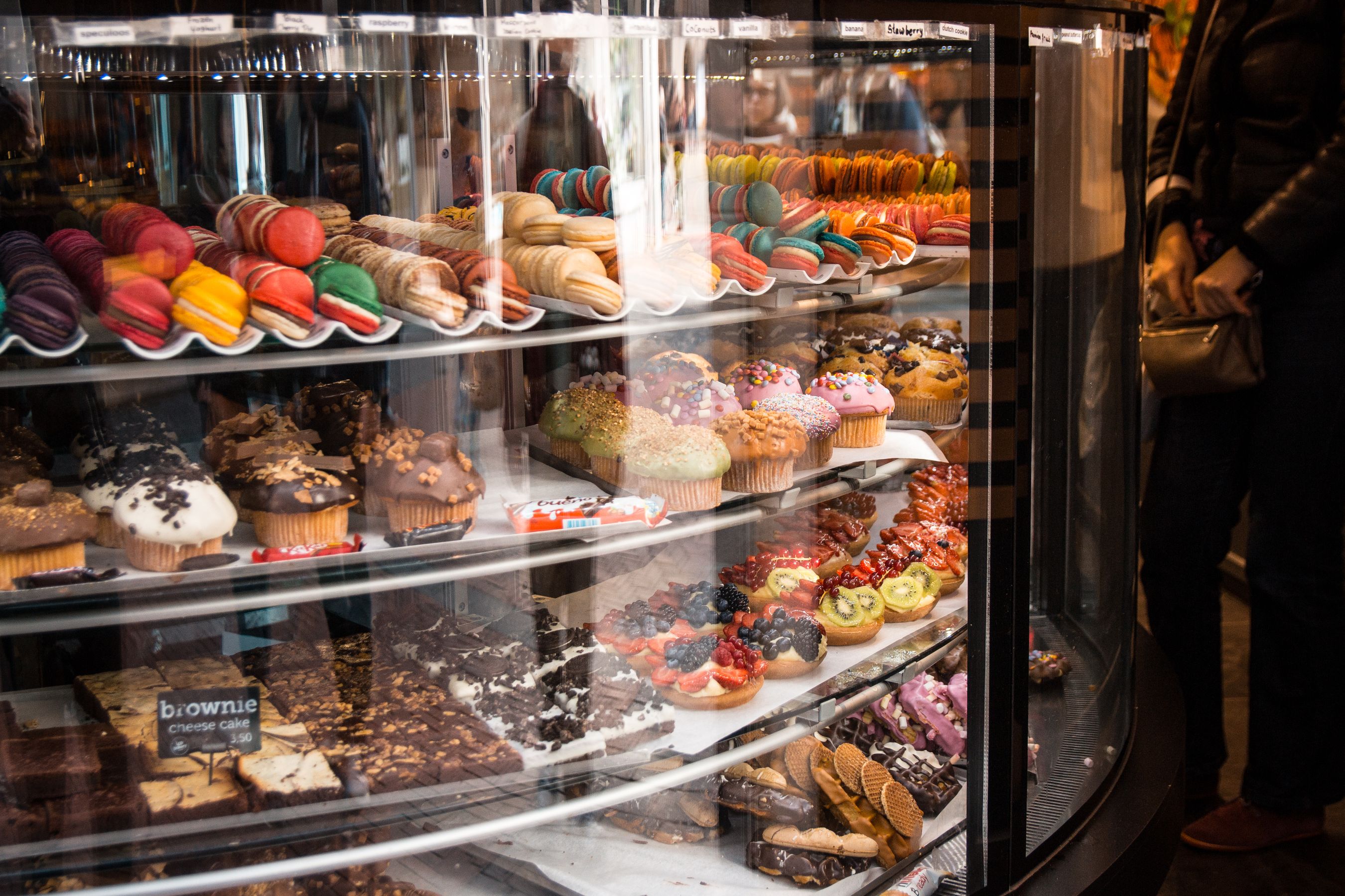 Fresh cakes and pastries on display at Mustang bakery in Sector 75, Noida